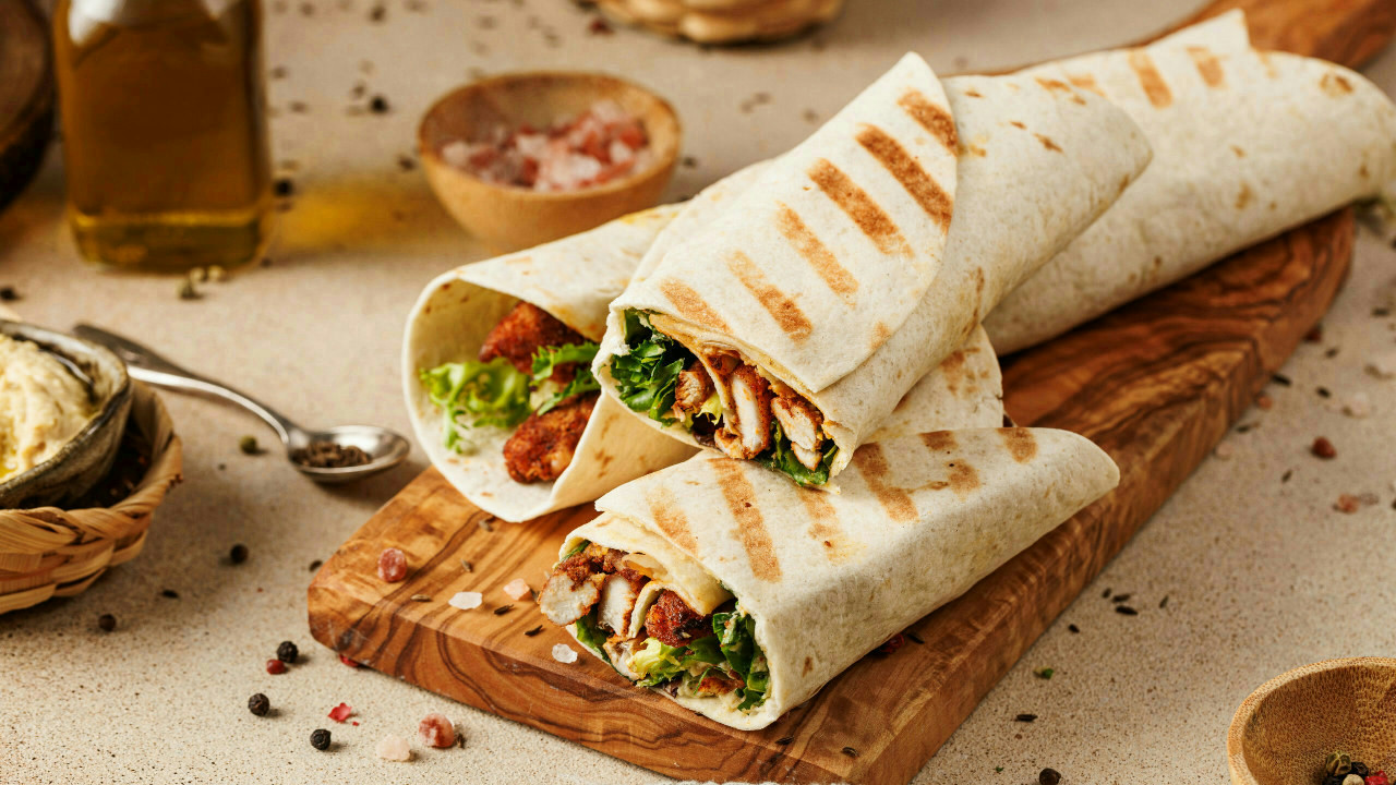 Moroccan Spiced Chicken Wrap with Creamy Hummus