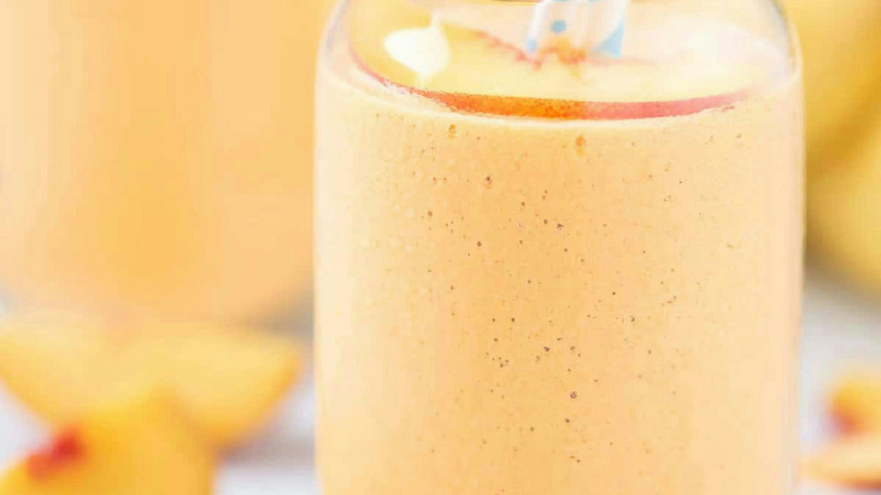 Tropical Banana and Peach Smoothie with Papaya