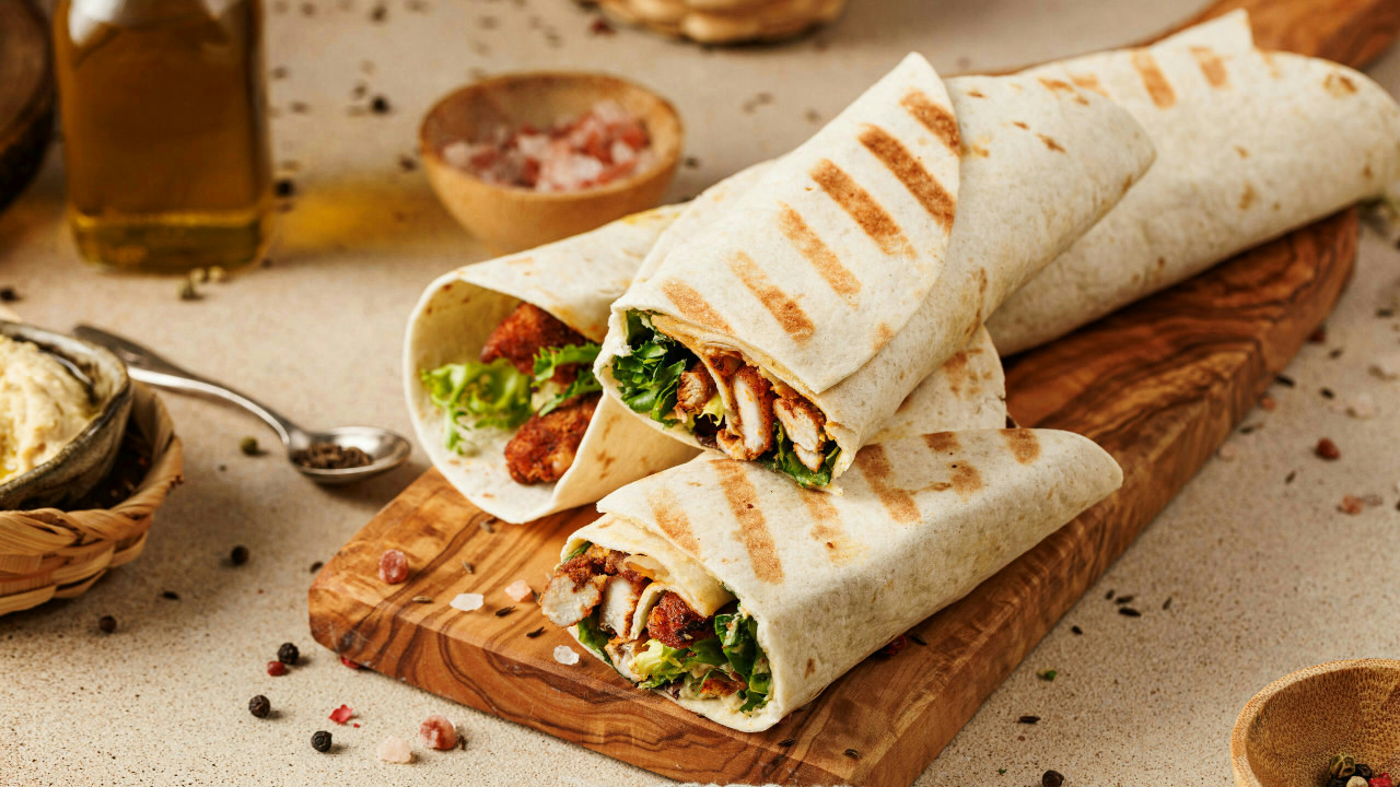 Moroccan Spiced Chicken Wrap with Creamy Hummus