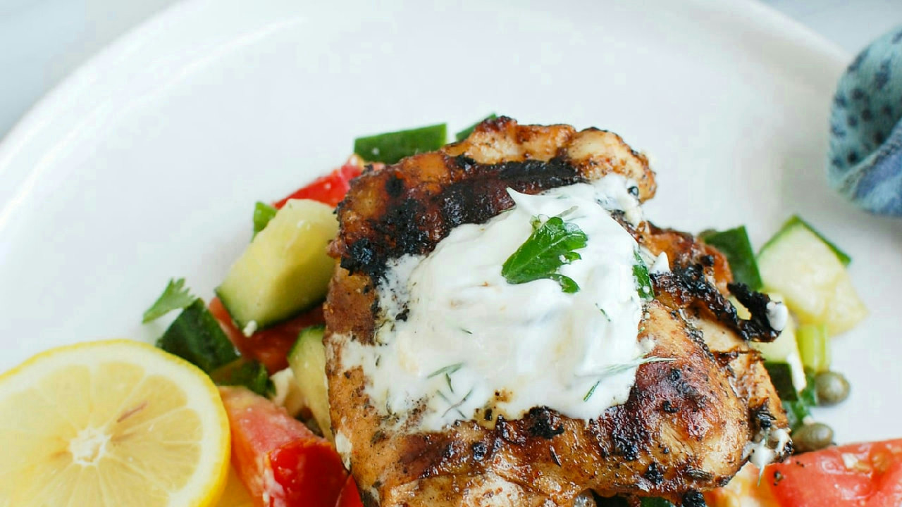 Greek Marinated Chicken with Tzatziki Sauce