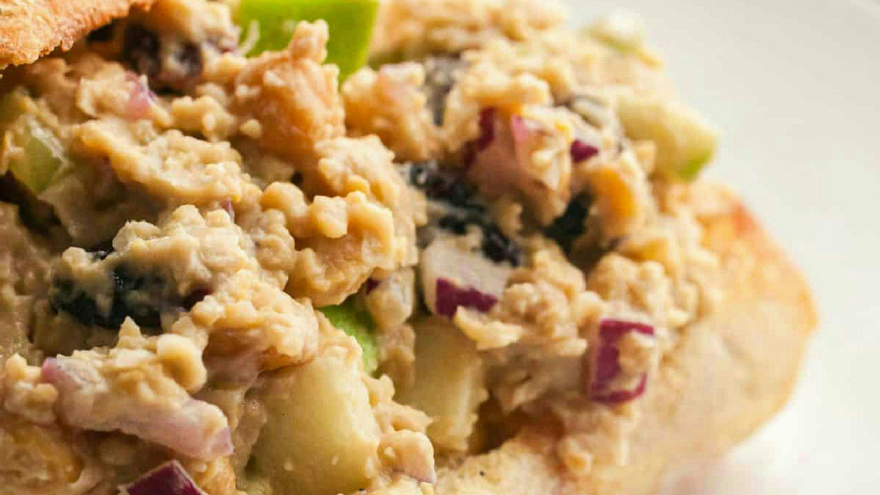 Chickpea Chicken Salad with Tahini-Mustard Dressing