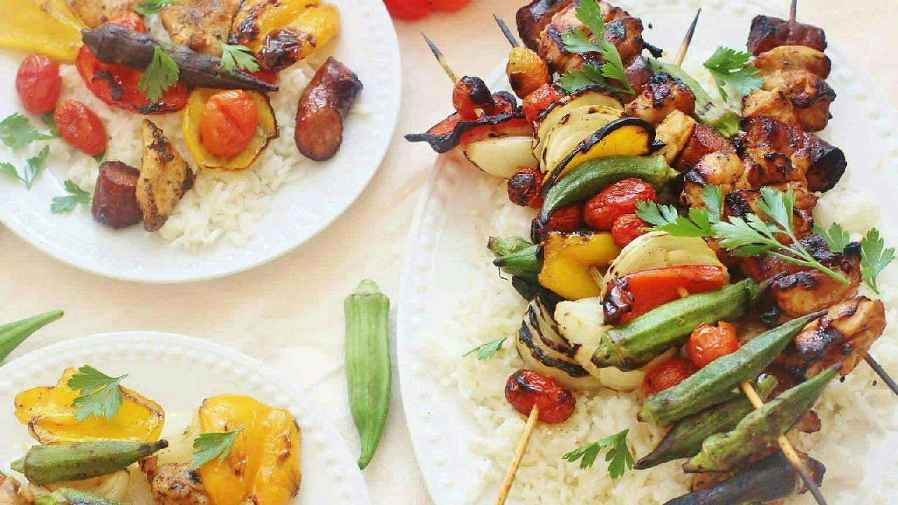 Chicken and Sausage Gumbo Skewers