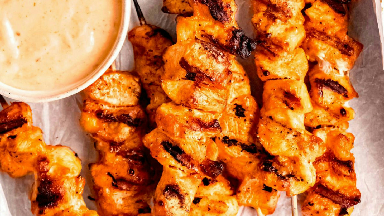 Grilled Bang Bang Chicken Skewers