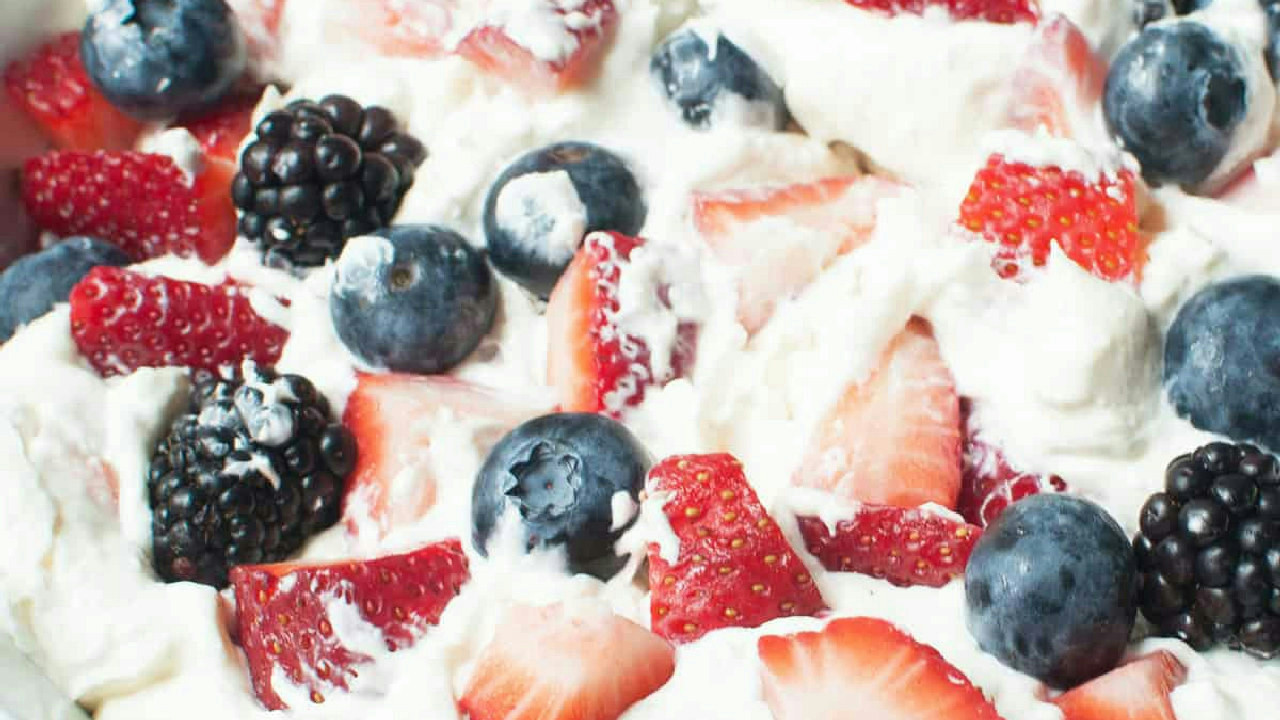 Triple Berry Cheesecake Fruit Salad