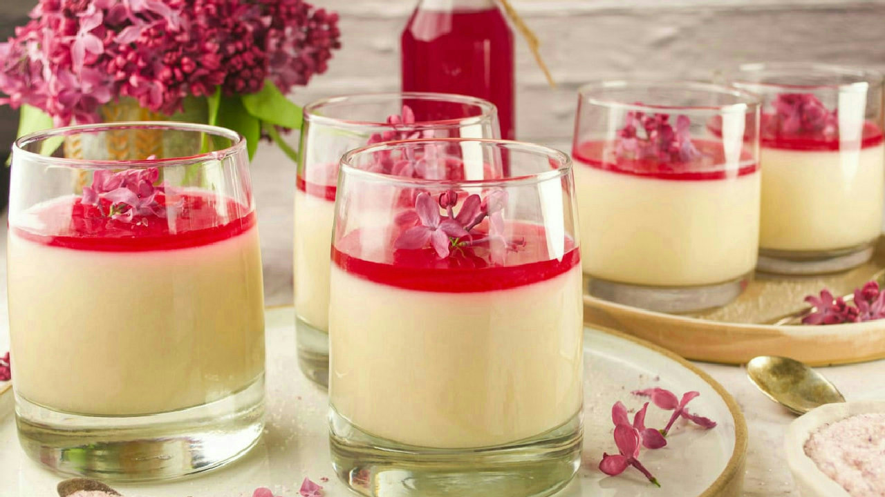 Coconut Panna Cotta With Lilac Syrup Coconut Panna Cotta With Lilac Syrup