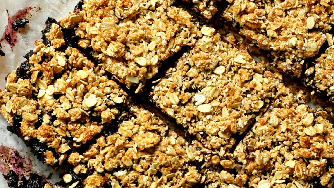 Peanut Butter & Jelly Crumble Bars