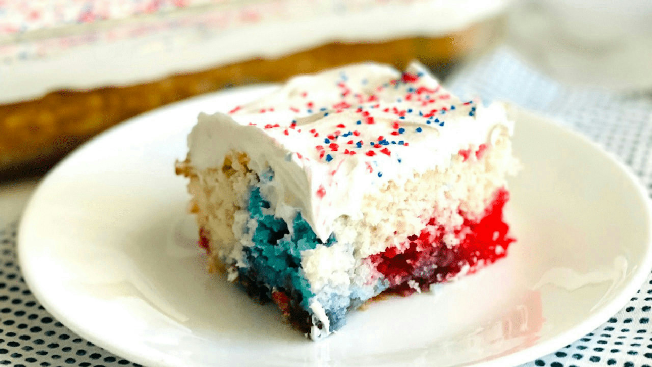 Patriotic Red, White, & Blue Poke Cake Patriotic Red, White, & Blue Poke Cake