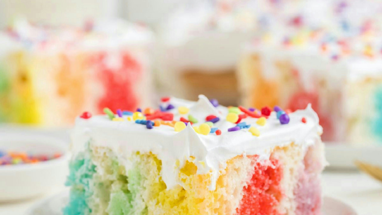Rainbow Jello Poke Cake Rainbow Jello Poke Cake