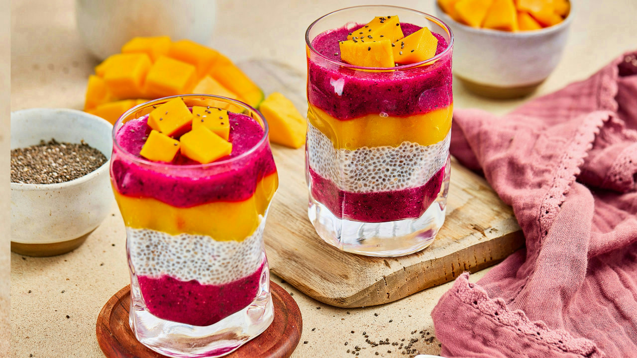 Mango & Dragon Fruit Chia Pudding Mango & Dragon Fruit Chia Pudding