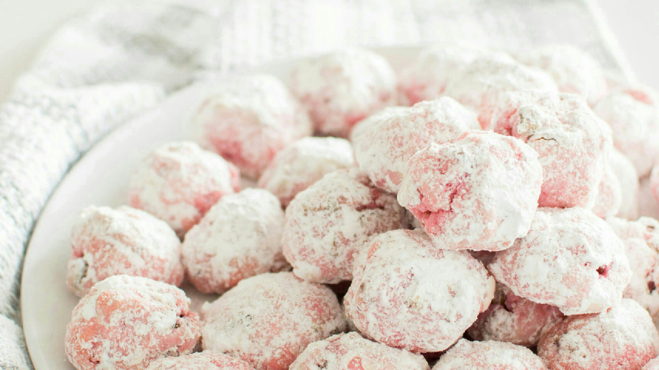 Pink Snowball Cookies Pink Snowball Cookies
