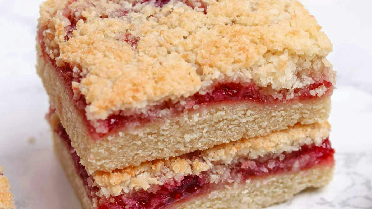 Old Fashioned Coconut Jam Slice