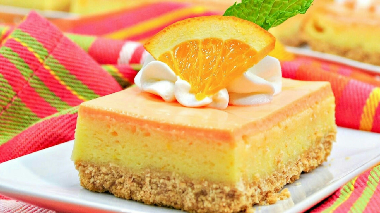 CREAMSICLE Cheesecake Bars (Layered Orange Cheesecake + Cookie Crust) CREAMSICLE Cheesecake Bars (Layered Orange Cheesecake + Cookie Crust)