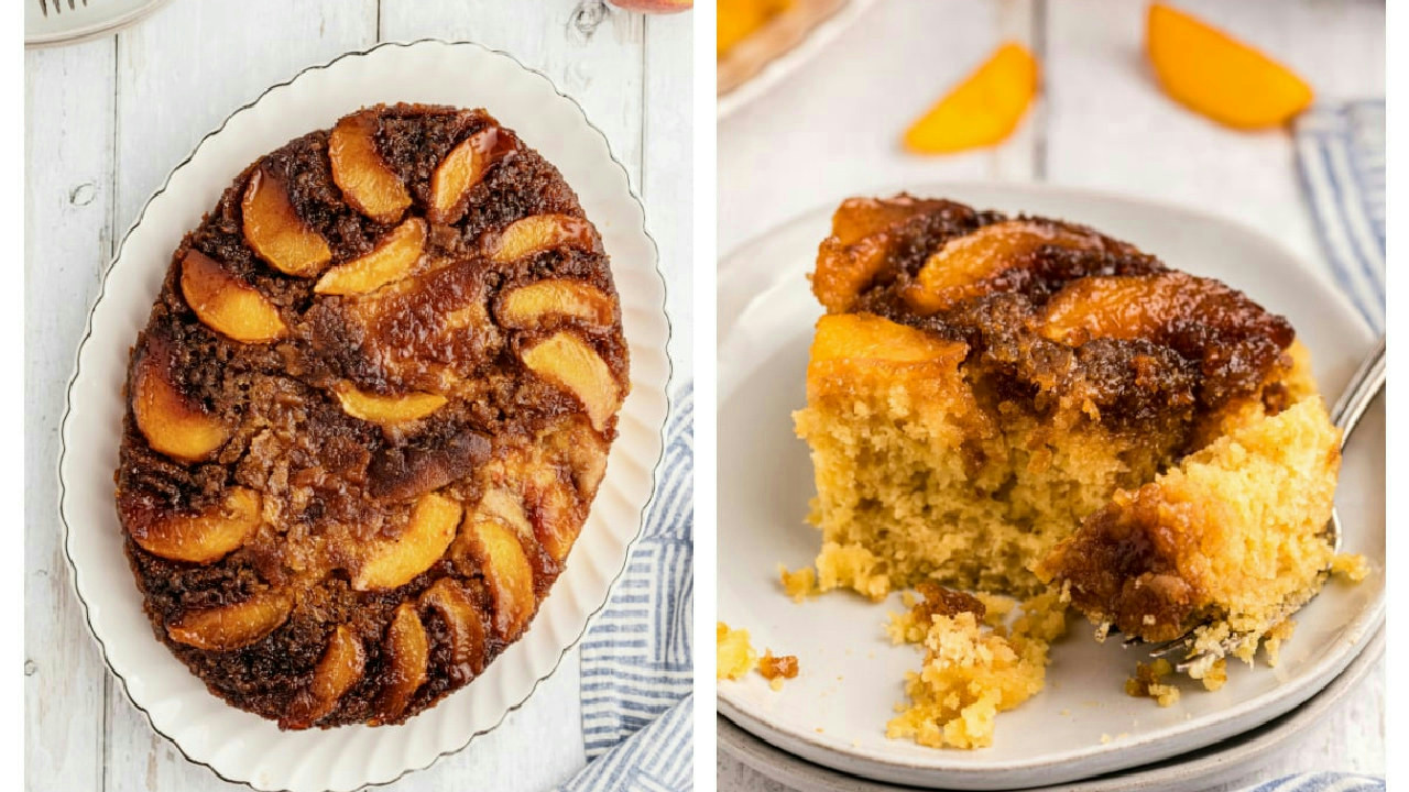 Slow Cooker Peach Upside Down Cake Slow Cooker Peach Upside Down Cake