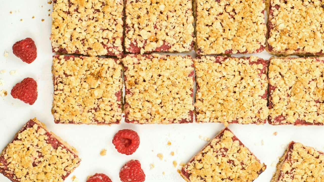 Healthy Raspberry Bars (Gluten-Free + Naturally Sweetened!)