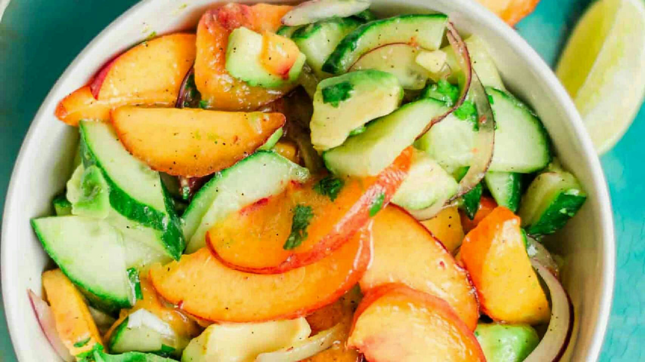 Fresh Peach Avocado Salad with Honey