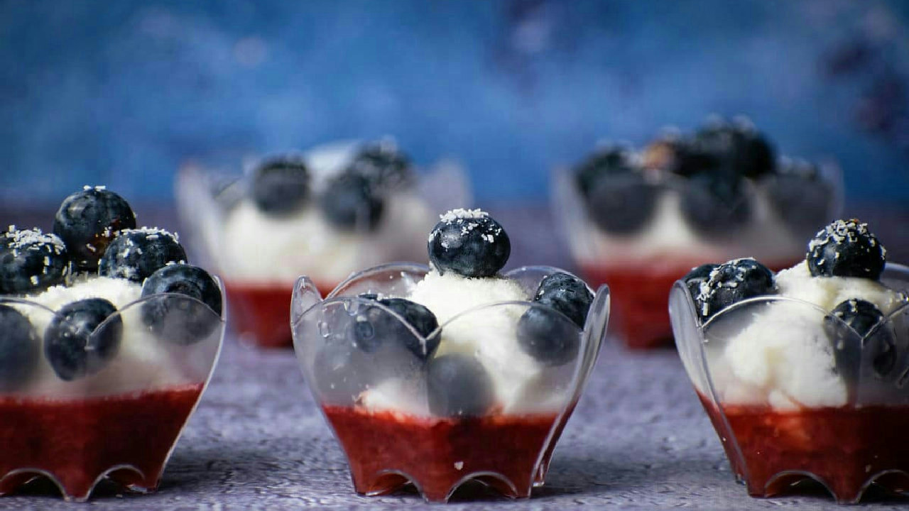 Red White & Blue Layered Fruit & Ice Cream Treat