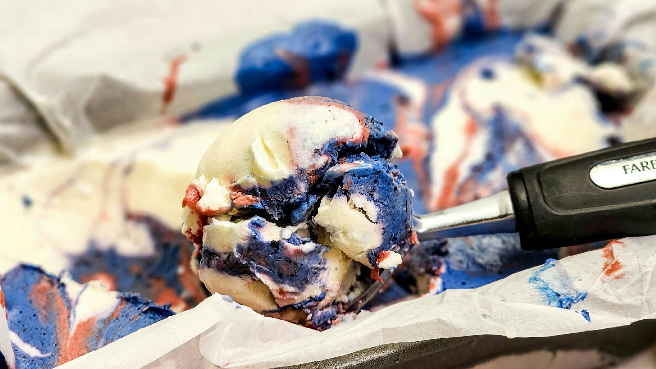 Fourth of July Red, White & Blue Sherbet Ice Cream