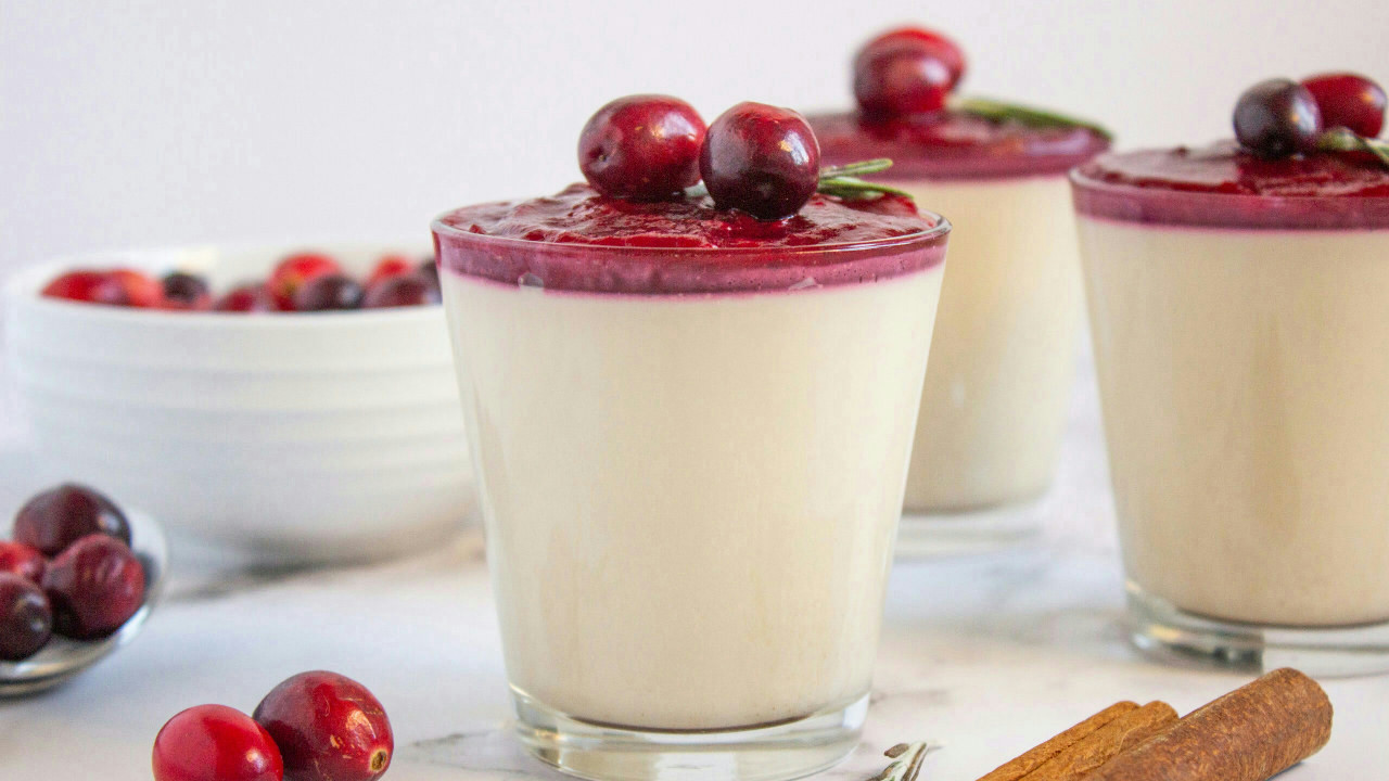 Cinnamon Panna Cotta with Cranberry Compote