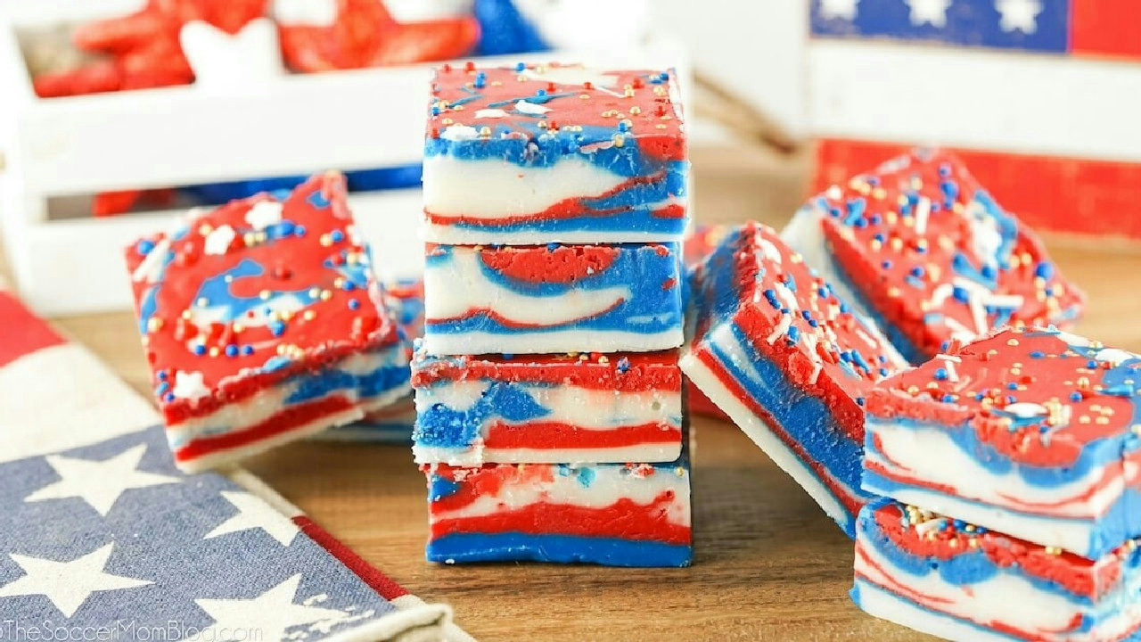 Red White and Blue Swirled Fudge