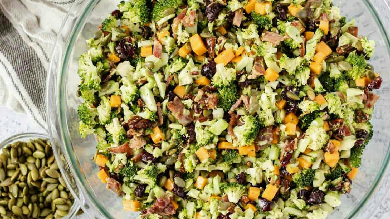 Broccoli Crunch Salad with Candied Pecans