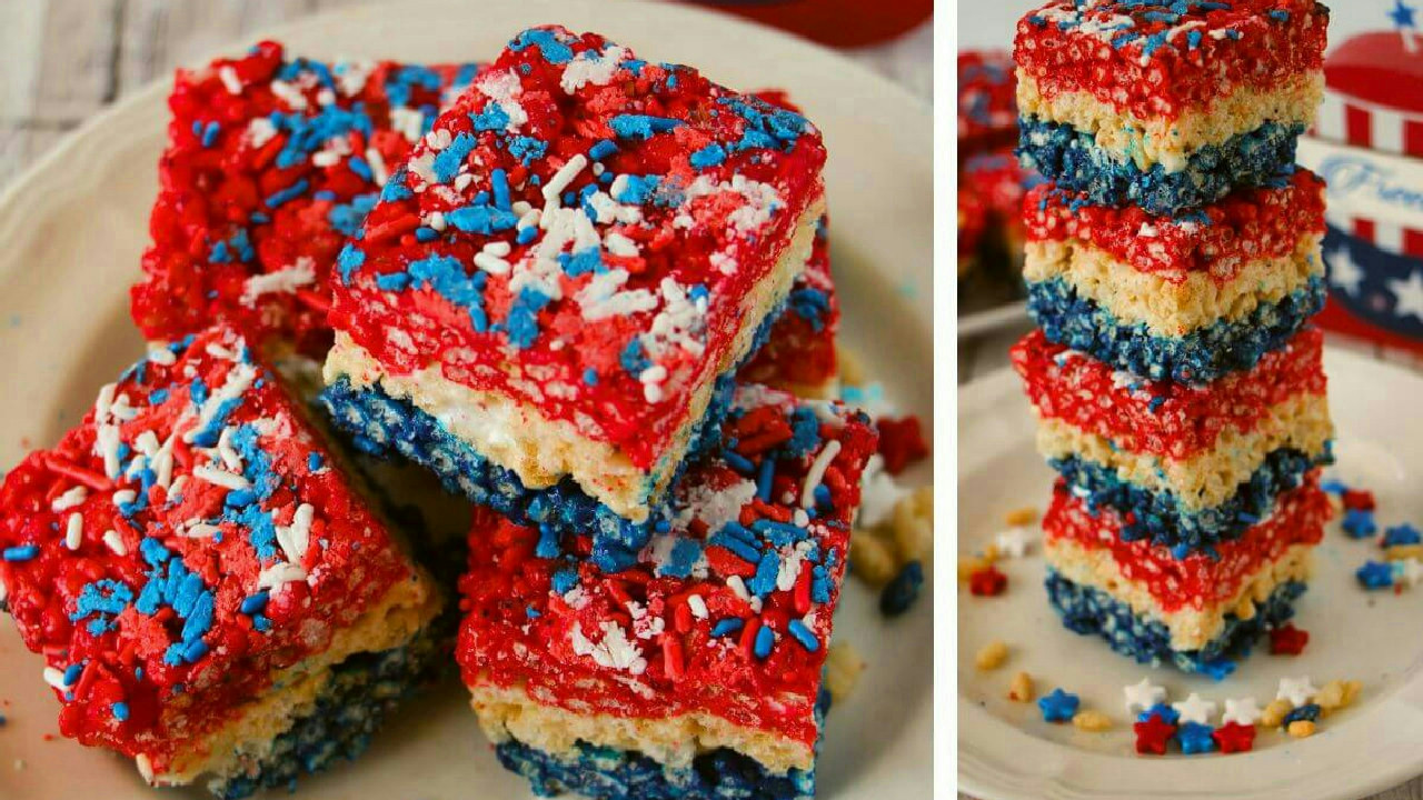 Red White & Blue Rice Krispie Treats