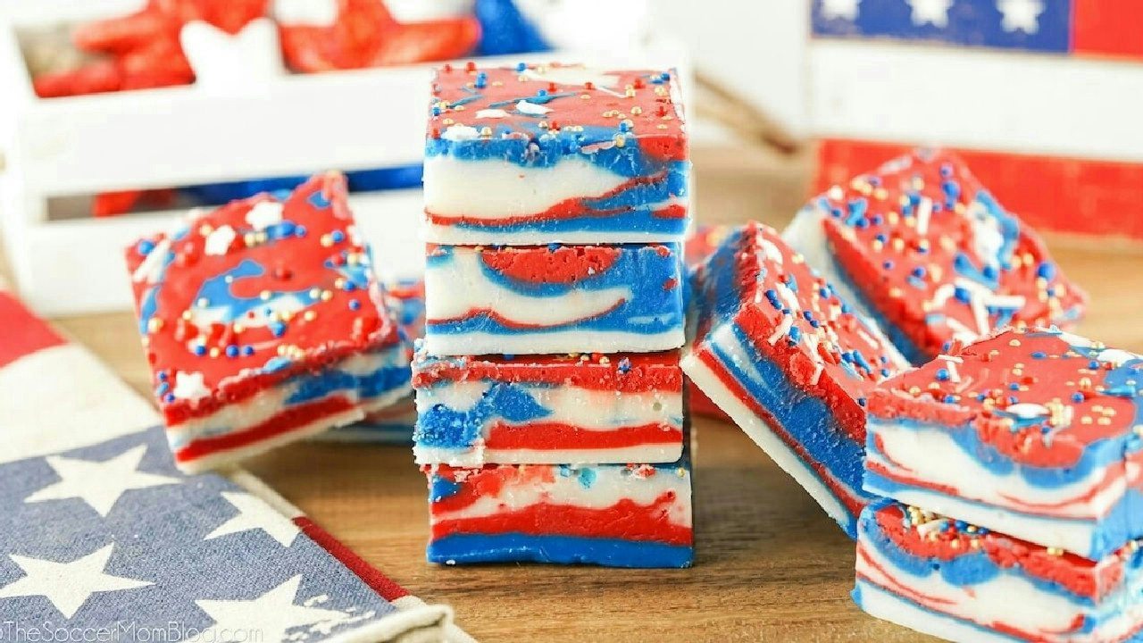 Red White and Blue Swirled Fudge