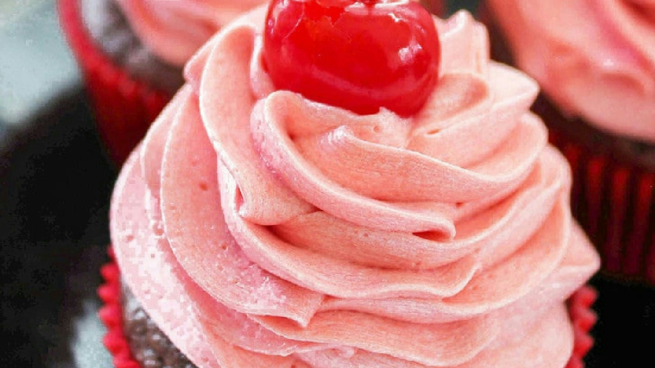 Cherry Cupcake with Cherry Coke Buttercream