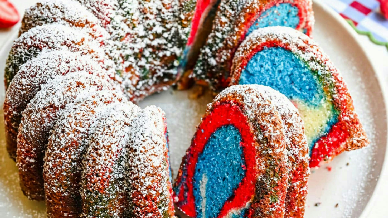 Red White & Blue Marble Cake