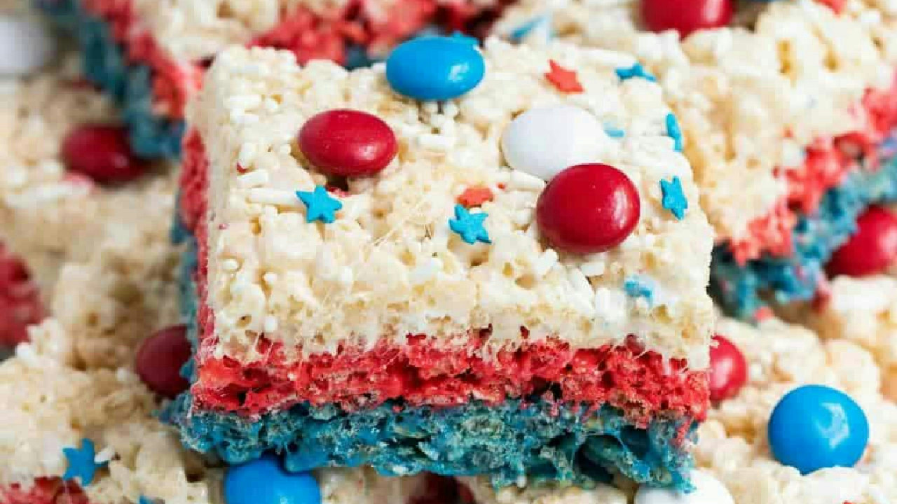Red White and Blue Rice Krispie Treats