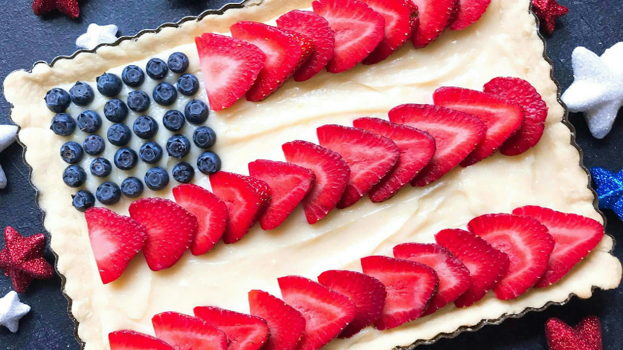 Patriotic American Flag Fruit Tart